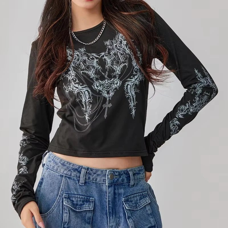 Women T shirt Gothic Streetwear Long sleeves Hip Hop Tees Femme Vintage Loose T-shirt Spring Summer Leisure Personality BestChoice Fashion.com BestChoice Fashion.com 14:193;5:361385  black L Women T shirt Gothic Streetwear Long sleeves Hip Hop Tees Femme Vintage Loose T-shirt Spring Summer Leisure Personality